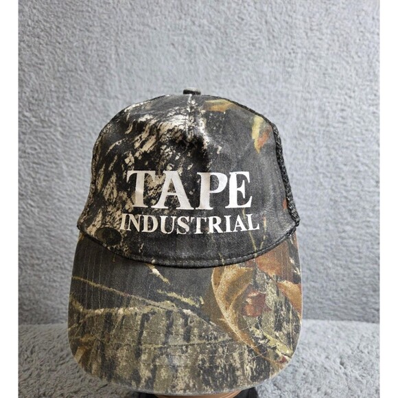 TAPE INDUSTRIAL Hat Cap Snap Back Camo Trucker Mesh Camouflage Mens Hunting - Picture 2 of 6